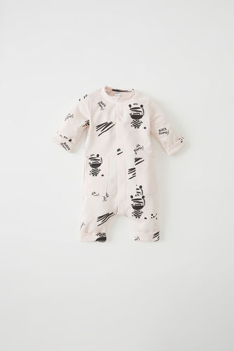 Kız Bebek Zebra Desenli Uzun Kollu Yeni Doğan Pamuklu Uyku Tulum