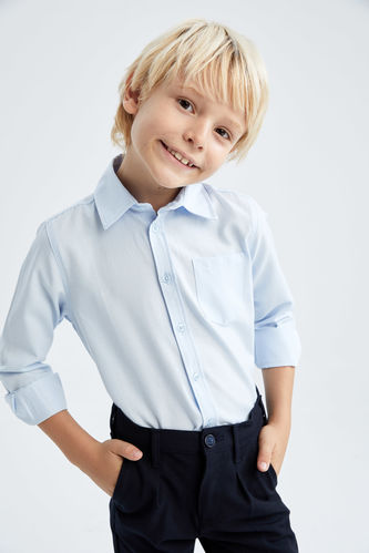 Boy Slim Fit Long Sleeve Buttoned Shirt