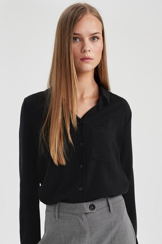 نساء أسود Regular Fit Long Sleeve Shirt
