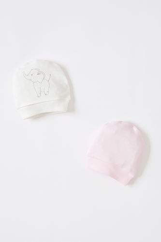 قبعة بيريه بناتي حديثي الولادة - قطعتين