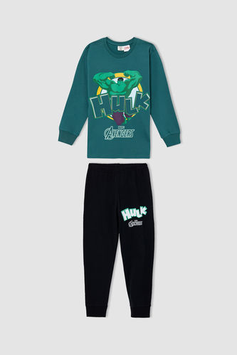 Erkek Çocuk Hulk Lisanslı Pamuklu Uzun Kollu Pijama Takım