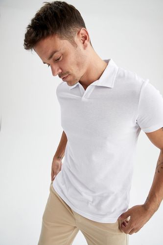 Modern Fit Polo Yaka Basic Kısa Kollu Pamuklu Penye Tişört