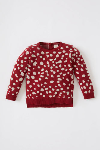 Baby Girl Crew Neck Patterned Sweater