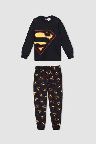 Erkek Çocuk Superman Lisanslı Regular Fit 2'li Örme Pijama