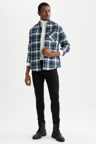 Green MAN Regular Fit Long Sleeve Check Print Knit Shirt 2378389