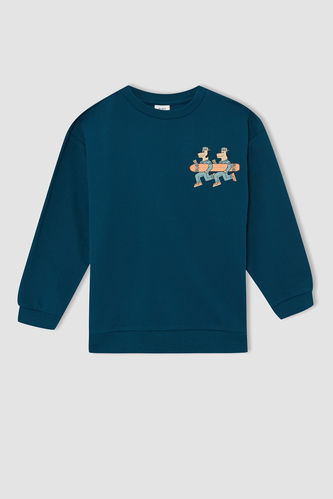 Boy Oversize Long Sleeve Animal Print Sweatshirt