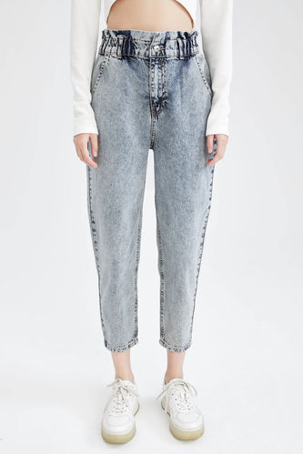 Paperbag Fit Distressed Jean Trousers