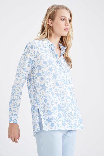 Oversize Fit Long Sleeve Printed Shirt