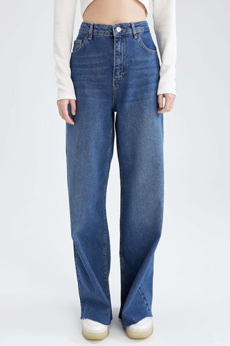 Geniş Paça Yüksek Bel Jean %100 Pamuk Pantolon
