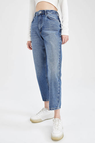 Mary Straight Fit Yüksek Bel Jean %100 Pamuk Pantolon