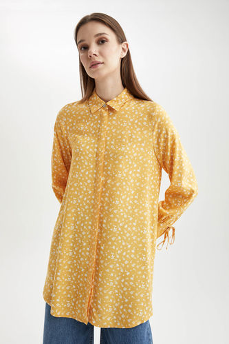 Regular Fit Floral Desenli Uzun Kollu Gömlek Tunik
