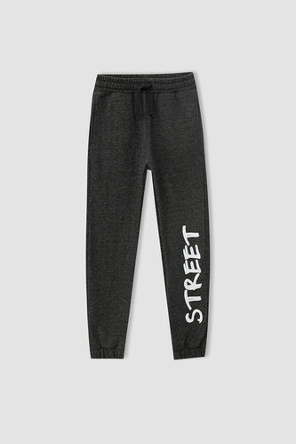Boy Regular Fit Text Print Shirred Sweatpants