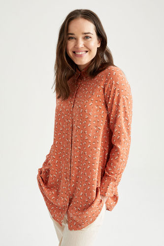 Regular Fit Floral Long Sleeve Long Sleeve Tunic