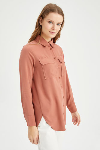 Regular Fit Long Sleeve Buttoned Shirt Tunic