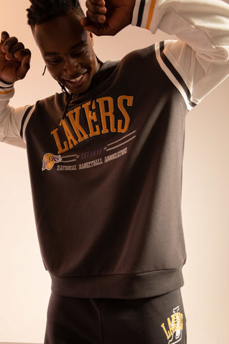 Defacto Fit NBA Los Angeles Lakers Lisanslı Kapüşonlu Sweatshirt