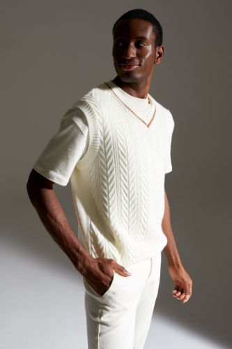 Men's v neck short sleeve clearance sweater