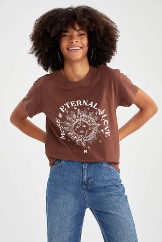 Regular Fit T-Shirt mit Print aus Baumwolle