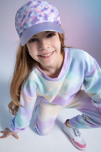 Kız Çocuk Batik Desenli Balon Kollu Crop Sweatshirt