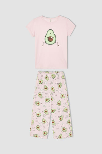 Girl Short Sleeve Avocado Print Pyjama Set