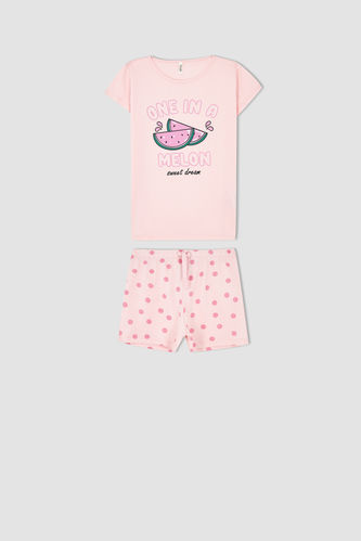 Kız Çocuk Regular Fit Pamuklu Kısa Kollu Şort Pijama Takım