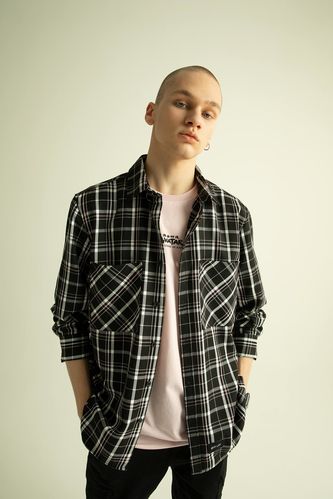 Coool Regular Fit Checked Twill Long Sleeve Shirt