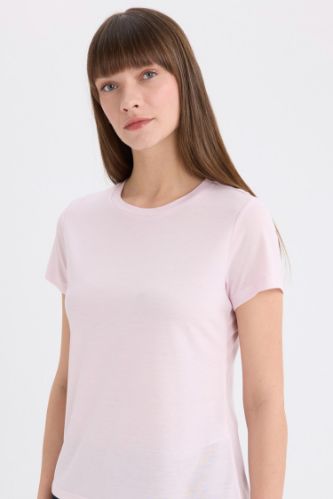 Regular Fit Bisiklet Yaka Basic Düz Kısa Kollu Tişört