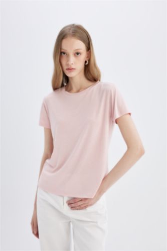 WOMAN Light Pink Regular Fit Short Sleeve T-Shirt