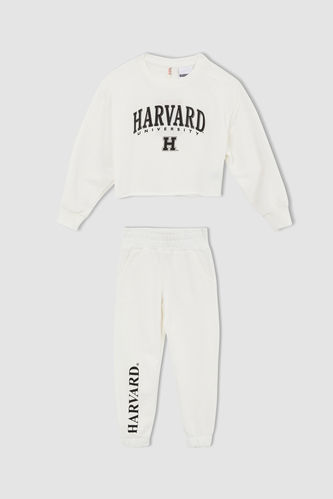 Kız Çocuk Harvard University Lisanslı Regular Fit Sweatshirt Jogger Eşofman Takım