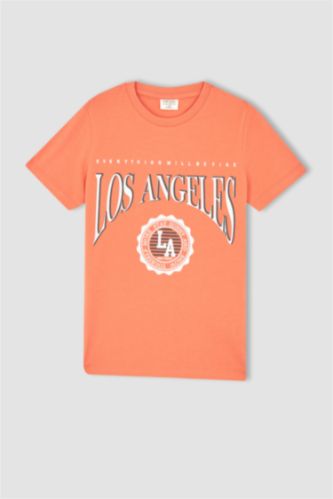 GARÇONS Orange T-shirt à manches courtes imprimé Los Angeles pour garçon