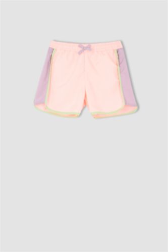 Kız Çocuk - Genç Kız Neon Pembe Kız Çocuk Deniz Şortu