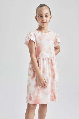 Girl Regular Fit Short Sleeve Floral Printed Dress