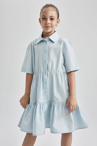 Girl Regular Fit Short Sleeve Frill Detail Midi Dress