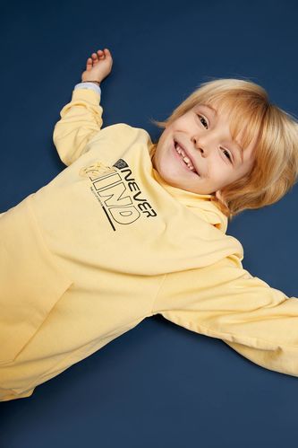 Erkek Çocuk Oversize Fit Kapüşonlu Sırt Baskılı Sweatshirt