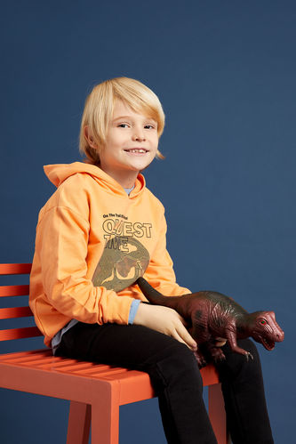 Erkek Çocuk Oversize Fit Kapüşonlu Kuru Kafa Baskılı Sweatshirt