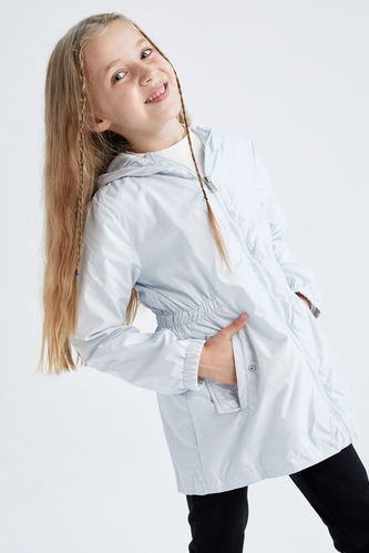 Girl Regular Fit Long Sleeve Kangaroo Pocket Raincoat