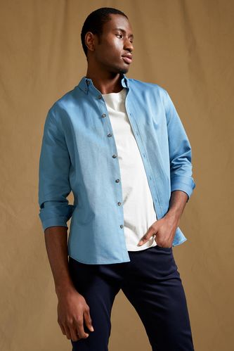 Slim Fit Long Sleeve Buttoned Shirt