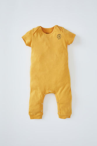 Short Sleeve Lion Printed Newborn Sleepsuit