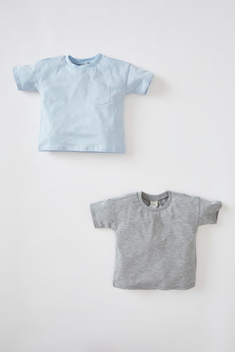 Erkek Bebek Kısa Kollu 2'li Pamuklu Tişört