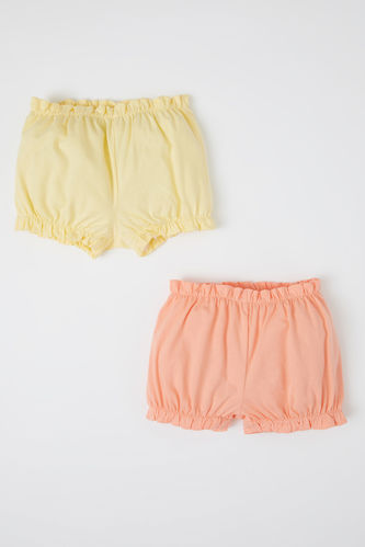 Lot de 2 shorts en coton peigné pour nouveau-né coupe standard à taille flexible pour bébé fille