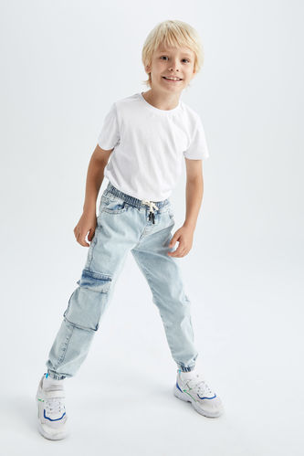 Boy Jogger Fit Tie Waist Ruched Jeans