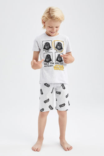 Erkek Çocuk Star Wars Pamuklu Kısa Kollu Şort Pijama Takım