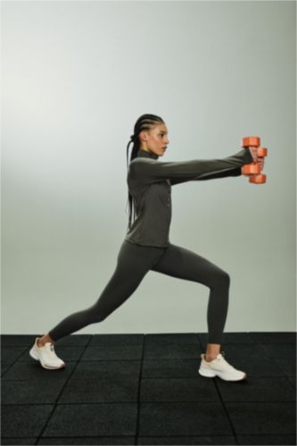 Kadın Koyu Haki Beli Saran İçi Yumuşak Tüylü Sporcu Tayt