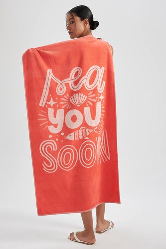 Serviette de plage en coton à motif slogan pour femme