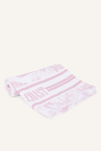 FEMME Rose Serviette de plage rose en coton à motif