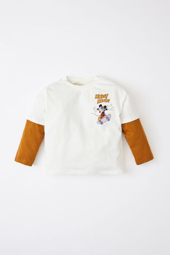 Erkek Bebek Disney Mickey & Minnie Lisanslı Regular Fit Uzun Kollu Tişört