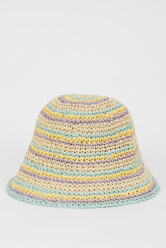 Kız Çocuk Renkli Hasır Şapka