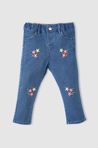 Baby Girl Floral Patterned Jeans