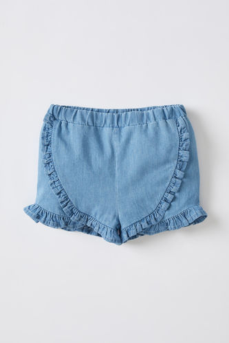 Baby Girl Regular Fit Elastic Waist Jean Shorts