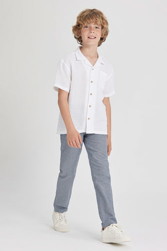 Erkek Çocuk Pike Regular Fit Basic Cep Detaylı Düz Paça Pantolon