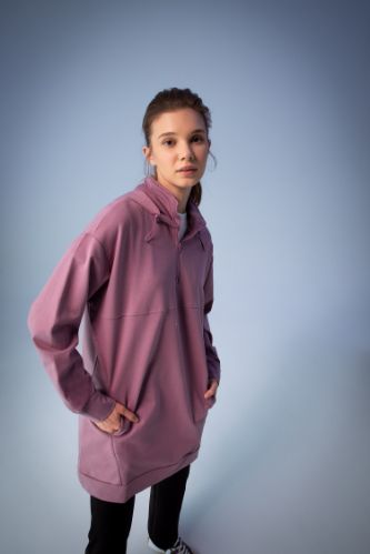 Tunic sweatshirt shop with pockets